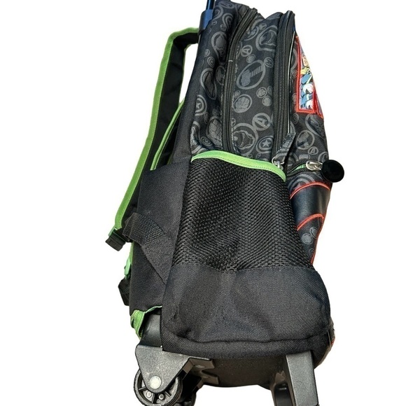 KIDS DISNEY MARVEL ROLLING BACKPACK, BLACK / NEON GREEN - Picture 4 of 9